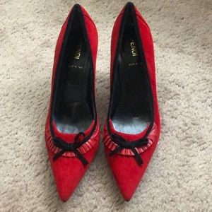 Fendi Red Suede High Heels
